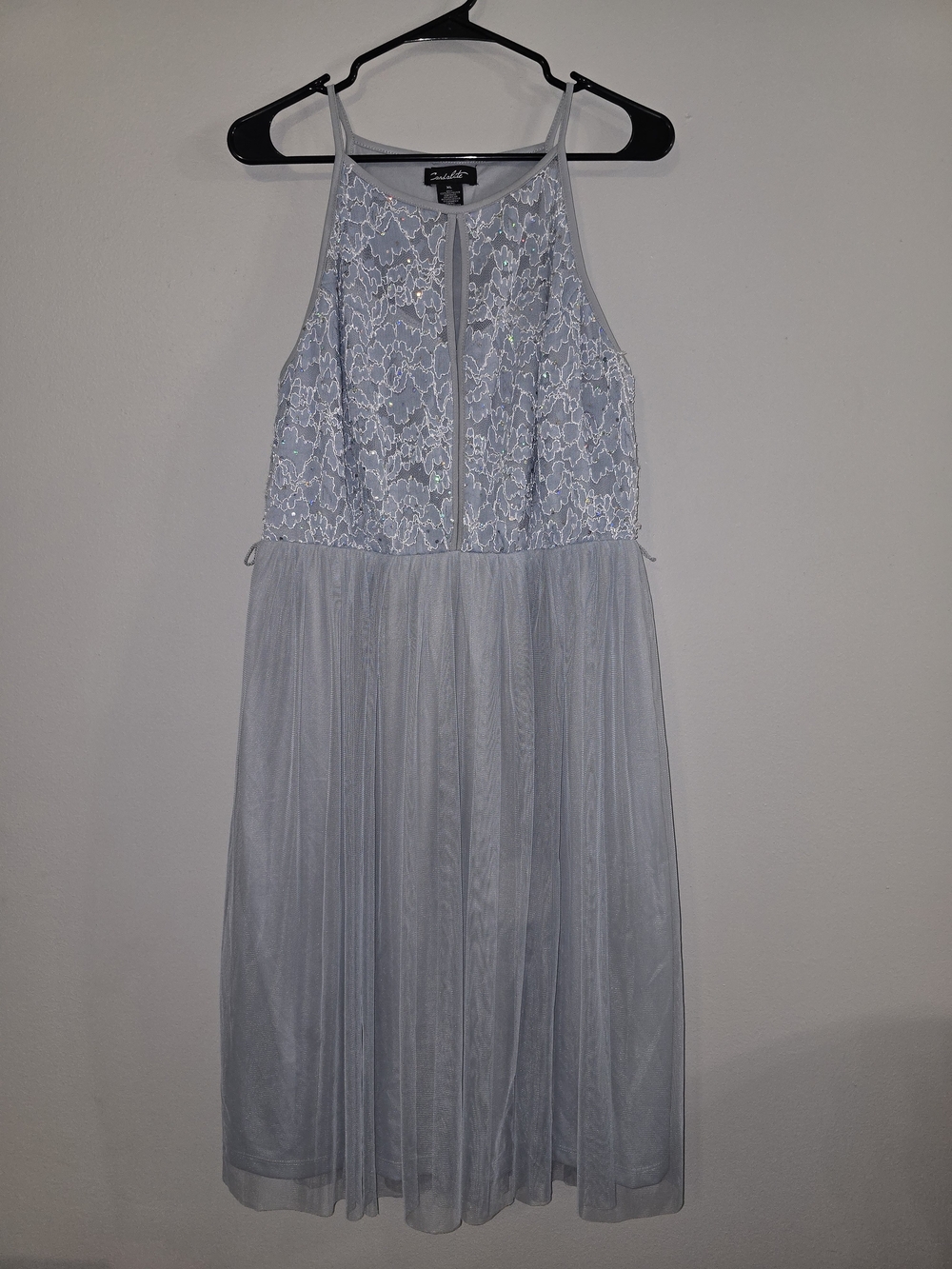 Light Blue Lace & Tulle Mini Dress